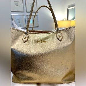 Lilly Pulitzer Gold Leather Bag!